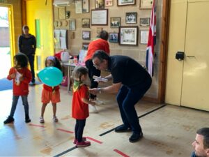 A squirrel being presented with a badger